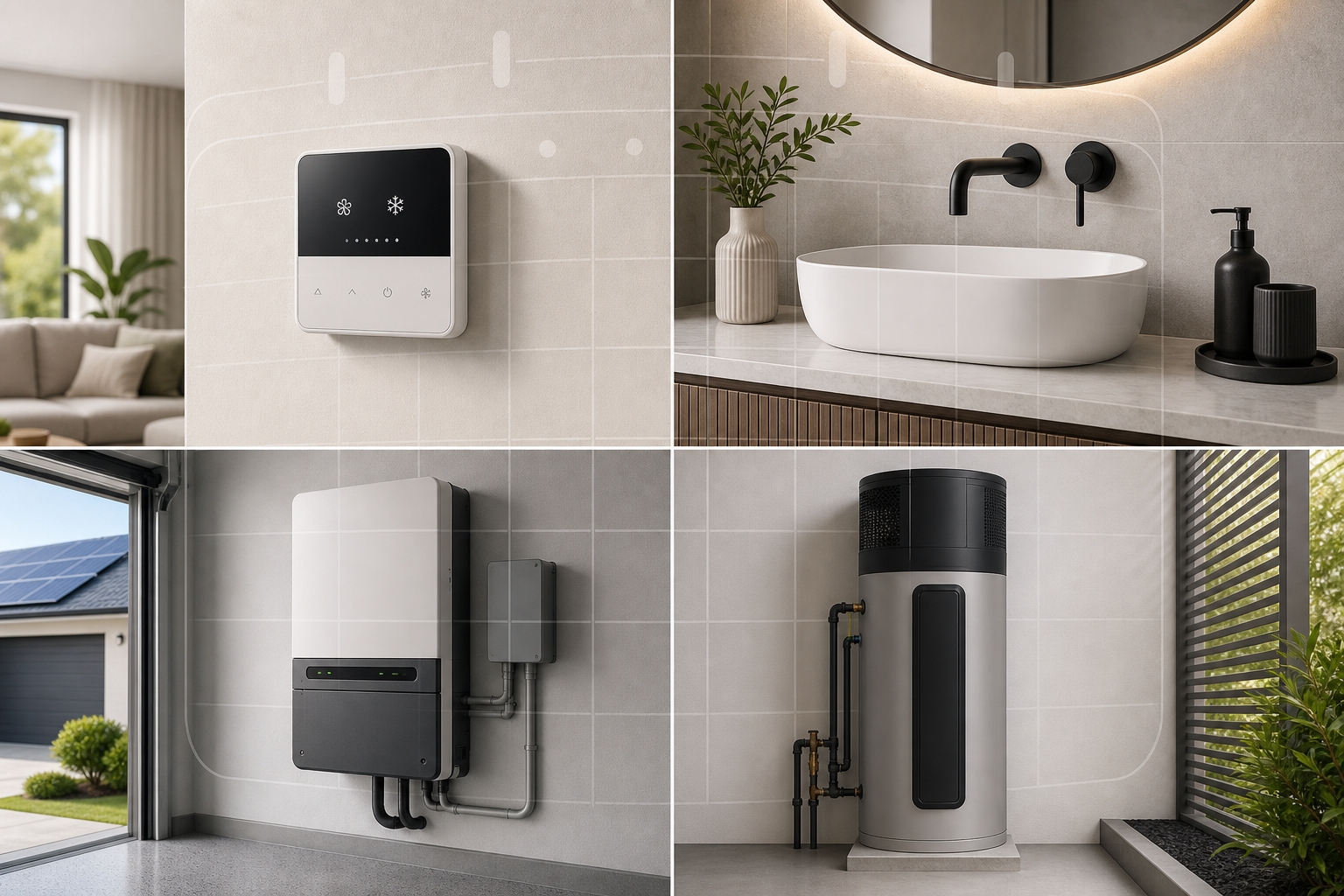 Home Upgrade Grid Layout with Modern Tech Elements